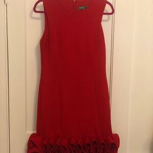 Donna Ricco Vibrant Red Dress with Ruffle Detail